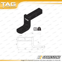 TAG Tow Ball Mount - Pin to Ball 198mm Long 2500kg Gross Trailer Weight