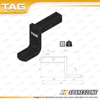 TAG Tow Ball Mount - Pin to Ball 193mm Long 2500kg Gross Trailer Weight