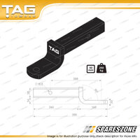 TAG Tow Ball Mount - Pin to Ball 268mm Long 2500kg Gross Trailer Weight