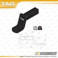 TAG Tow Ball Mount - Pin to Ball 220mm Long 2700kg Gross Trailer Weight