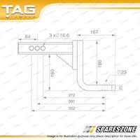 TAG Tow Ball Mount - Pin to Ball 297mm Long 3500kg Gross Trailer Weight