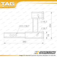 TAG Dual Receiver Hitch Extender - Heavy Duty 50mm Square Mild Steel