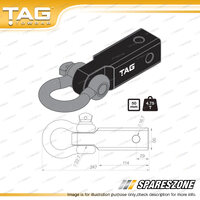 TAG Tow Ball Mount - Recovery Hitch with Fixed Bow Shackle Solid Steel