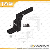 TAG Adjustable Tow Ball Mount - 4500kg Gross Trailer Weight 50mm Square Shank