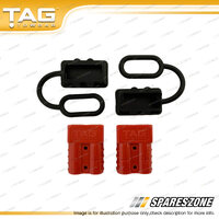 2 x TAG Heavy Duty Connector Sets with Covers - 50 Amp Red Anderson Plugs