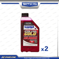 2 x Tectaloy Xtra Cool Gold Coolant Concentrate Red 1L - Inhibitor Technology