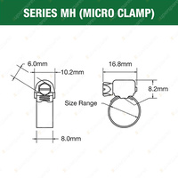 Tridon Perforated Band Micro Hose Clamps 6mm - 16mm Part Stainless Pack of 10