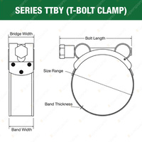 Tridon T-Bolt Hose Clamps 27-29mm Heavy Duty Part 430 Stainless Steel Pack of 10