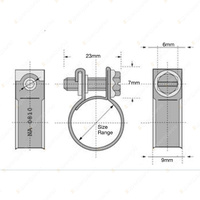Tridon Nut & Bolt Hose Clamps 7mm - 9mm Carbon Steel Zinc Plated 100pcs