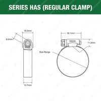 Tridon Perforated Band Regular Hose Clamps 18mm - 32mm All Stainless Pack of 20
