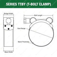 Tridon T-Bolt Hose Clamps 66-70mm Heavy Duty Part 430 Stainless Steel Pack of 20
