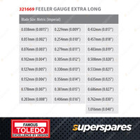1 pc Toledo Extra Long Metric / Imperial Feeler Gauge - 25 Blade 300mm