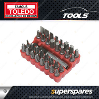 Toledo Bit Set 33 pcs - Incl 1/4" Sq. Dr. Bit Holder Heat Treated Vanadium Steel