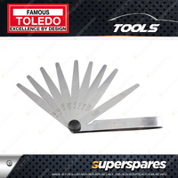 Toledo Tapered Feeler Gauge - 10 Blade Metric Spring Steel 0.04-0.63mm