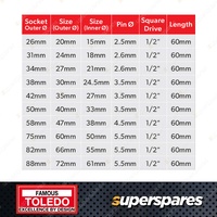 Toledo Lock Nut Socket Set 4 Pin Internal - Made of Chrome Vanadium Steel