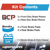 Front + Rear BCP Disc Brake Rotors Bendix Brake Pads for Mazda 626 GF Sedan 2.0L