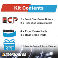 Front + Rear BCP Disc Brake Rotors Bendix Brake Pads for Hyundai i30 FD 2.0L FWD