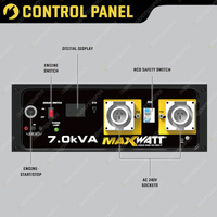 Maxwatt 7kVA 5500W Inverter Generator Open Frame Electric Start 40L Fuel Tank