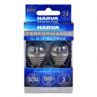 Narva 24 Volt Bau15S L.E.D Ind Globes 1800K Amber - Blister pack of 2