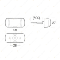 Narva MD64 LED Side Marker Lamp Red / Amber W/ Black Deflector Base & 0.5M Cable