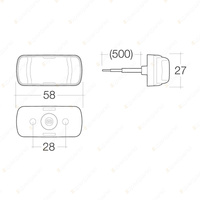 Narva LED Front End Outline Marker Side Indicator Amber W/ Black Base 0.5M Cable