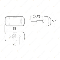 Narva MD63 LED Rear End Outline Marker Red W / Black Deflector Base & 0.5M Cable