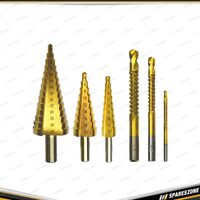 6 Pcs of PK Tool Step & Hole Drill Set - 3 Step Drills Multiple Sizes