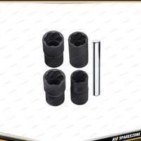 5 Pcs of PK Tool Twist Socket Set - 1/2" Dr Spiral Design Socket with Punch Bar