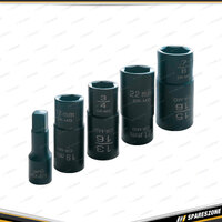 5 Pcs of PK Tool 1/2 Inch Dr Thin Walled Flip Impact Socket Set - Metric & SAE