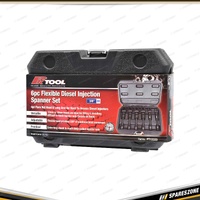 6Pc PK Tool 3/8" Drive Flexible Diesel Injection Spanner Set - Extra-Long Shank