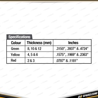 PK Tool 8 Blade Brake Pad Thickness Gauge - Green Yellow Red Steel Blades