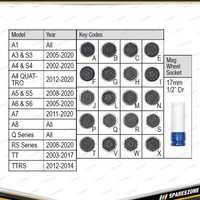21 Pcs PK Tool Locking Wheel Nut Socket Set for Genuine Audi Mag Wheel Lock Nuts