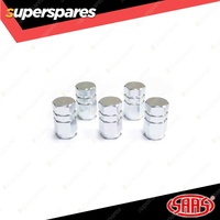 SAAS Tyre Valve Stem Caps Silver 2 Groove Wheel Tire Covers - in a Pack of 5
