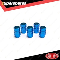 SAAS Tyre Valve Stem Caps Blue 2 Groove Wheel Tire Covers - in a Pack of 5