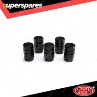 SAAS Tyre Valve Stem Caps Black 2 Groove Wheel Tire Covers - in a Pack of 5