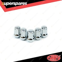 SAAS Wheel Nuts Flat Head Bulge 1/2 Chrome Finish 35mm Length - in a Pack of 5