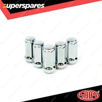 SAAS Wheel Nuts Flat Head Bulge 14 x 1.5 Chrome 45mm Length - in a Pack of 5