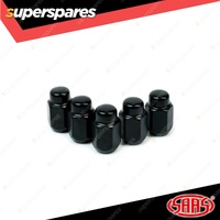 SAAS Wheel Nuts Acorn Taper 7/16 Inch Black Finish 35mm Length - in a Pack of 5