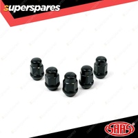 SAAS Wheel Nuts Acorn Bulge 12 x 1.50 Black Finish 35mm Length - in a Pack of 5