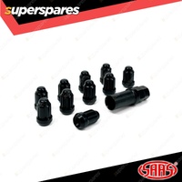 SAAS Wheel Nuts Small Diameter 6 Spline 1/2 Inch Black with Spare Key Pack of 10