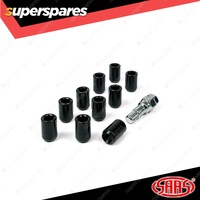 SAAS Wheel Nuts S/D Int Hex 12 x 1.50 Inc Key Black Finish - in a Pack of 10