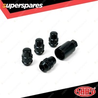SAAS Lock Nuts Splined Acorn Bulge 12mm x 1.25 Black Chrome Finish Pack of 4