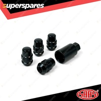 SAAS Lock Nuts Splined Acorn Bulge 12mm x 1.50 Black Chrome Finish Pack of 4
