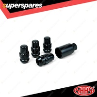 SAAS Lock Nuts Splined Acorn Bulge 41mm 1/2 Inch Black Chrome Finish Pack of 4