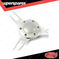 SAAS Steering Wheel 15 Inch Wood Classic Brushed Alloy Slotted 50mm Dish
