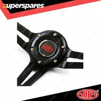 SAAS Steering 14 Inch Wheel Leather Deep Dish Black Slotted + Indicator