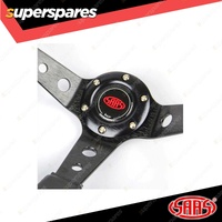 SAAS Steering 14 Inch Wheel Leather GT Deep Dish Black With Holes + Indicator