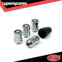 SAAS Lock Nuts Internal Star Bulge Chrome Finish 14mm x 1.50 - in a Pack of 4