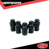 SAAS Wheel Nuts Mag 12 x 1.25 Black Finish 43mm Length - in a Pack of 5