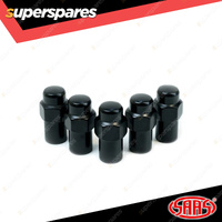 SAAS Wheel Nuts Mag 12 x 1.50 Black Finish 43mm Length - in a Pack of 5